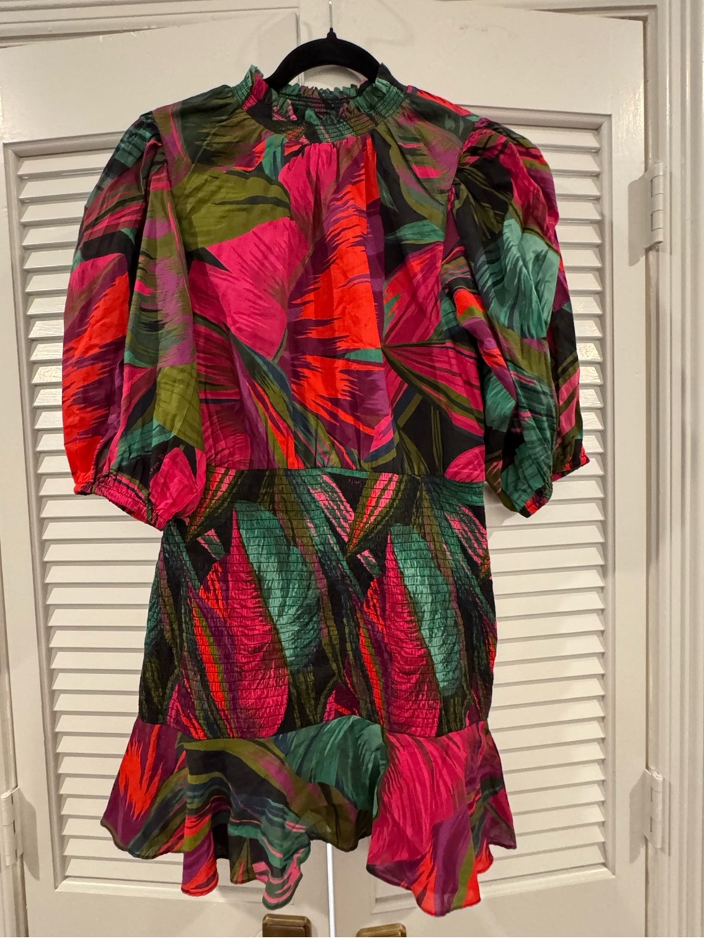 FARM Rio Bold Tropical Mini Dress in Pink, Green & Orange